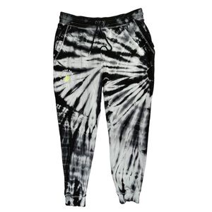 Peloton Jogger Sweatpants Womens Large Gray White Tie Dye Pockets Tie Waist